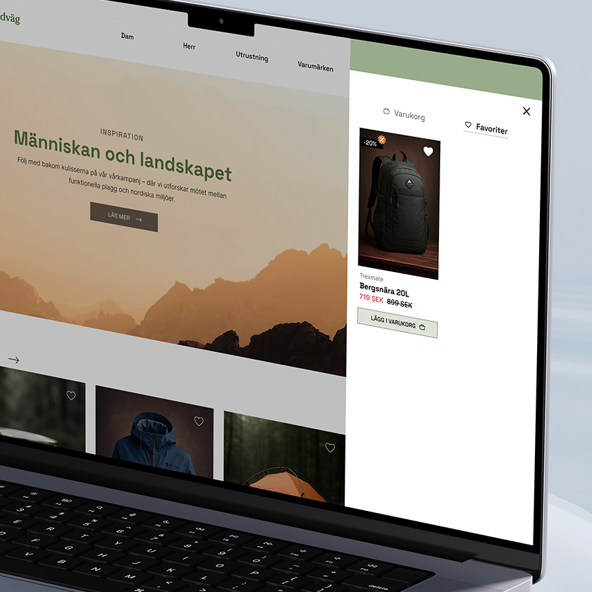 desktop view of favorites and shopping cart overlay
